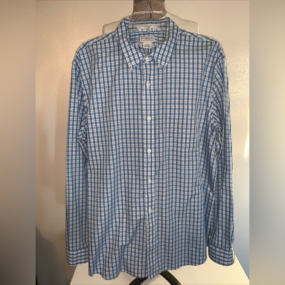 LL Bean Wrinkle Free Slim Cut Long Sleeve Shirt XL Preowned